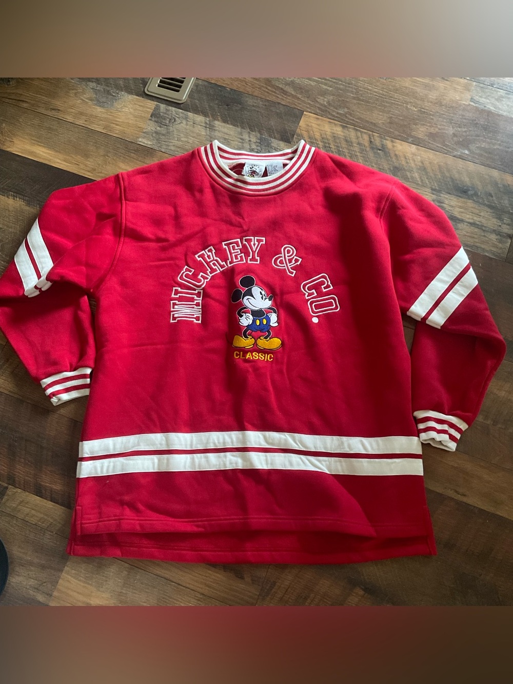 Vintage Disney Mickey & Co Red Sweatshirt L NWT NOS Unisex Rugby
